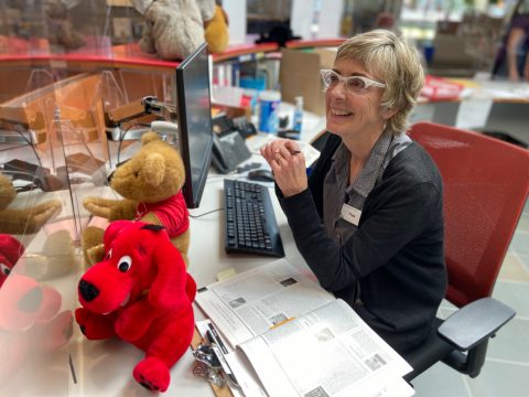 Staff at information desk