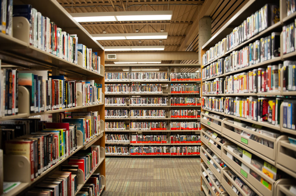 Shelves full of books at Cameron Branch